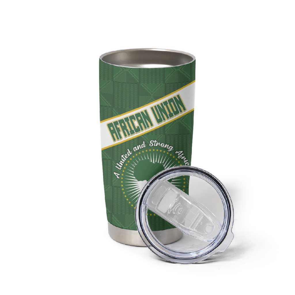 Personalized African Union Day Tumbler Cup Emblem With Kente Pattern LT15