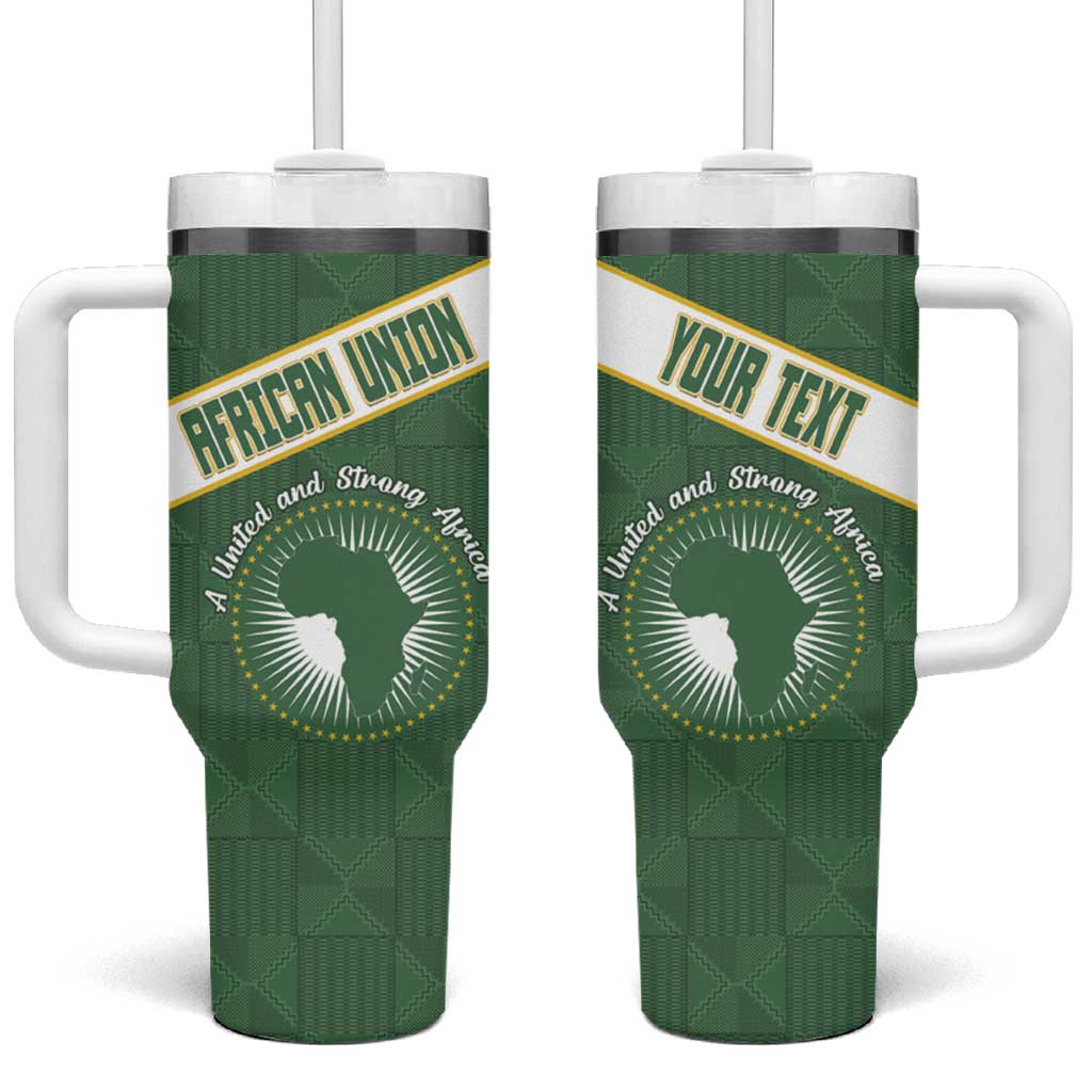 Personalized African Union Day Tumbler With Handle Emblem With Kente Pattern LT15