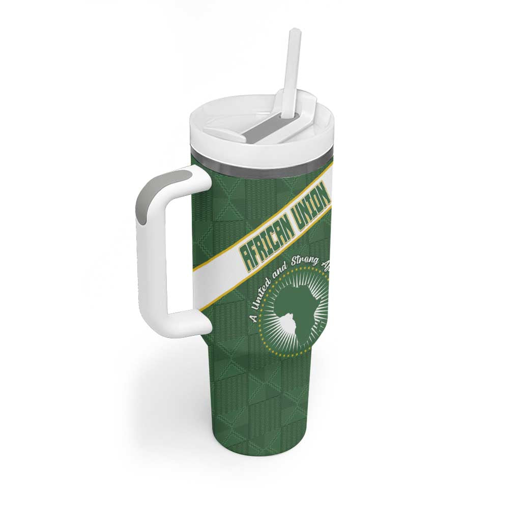 Personalized African Union Day Tumbler With Handle Emblem With Kente Pattern LT15