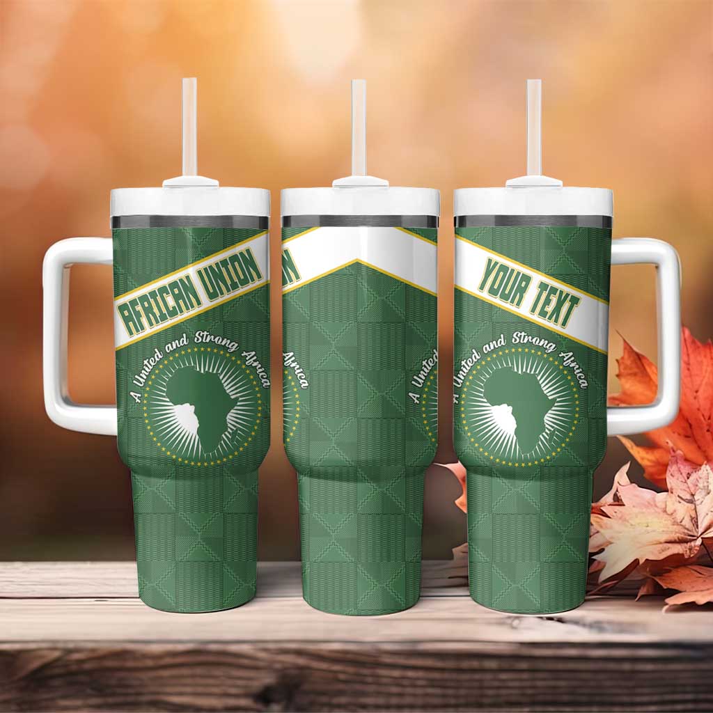 Personalized African Union Day Tumbler With Handle Emblem With Kente Pattern LT15