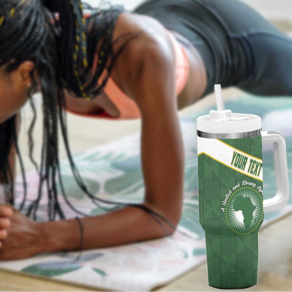 Personalized African Union Day Tumbler With Handle Emblem With Kente Pattern LT15