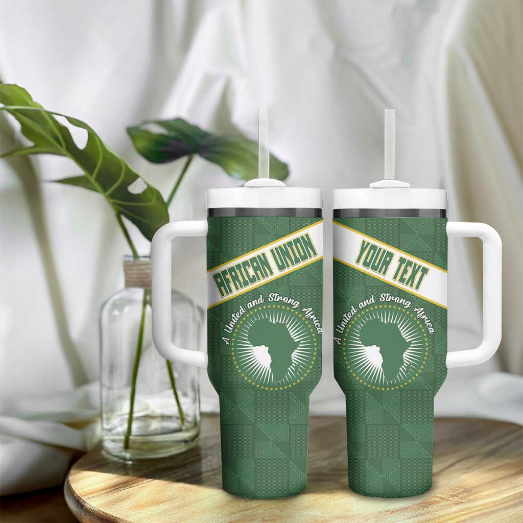 Personalized African Union Day Tumbler With Handle Emblem With Kente Pattern LT15