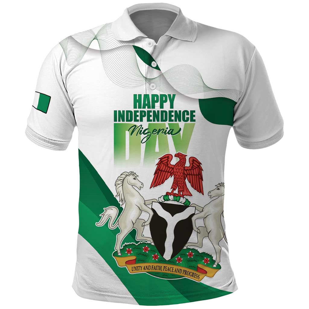 Personalized Nigeria Independence Day Polo Shirt Unity and Faith Peace and Progress LT15