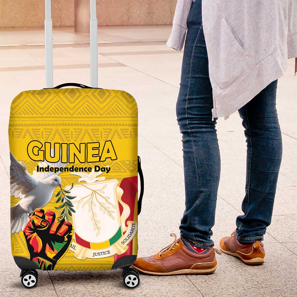 Guinea Independence Day Luggage Cover Coat Of Arms With African Pattern LT15