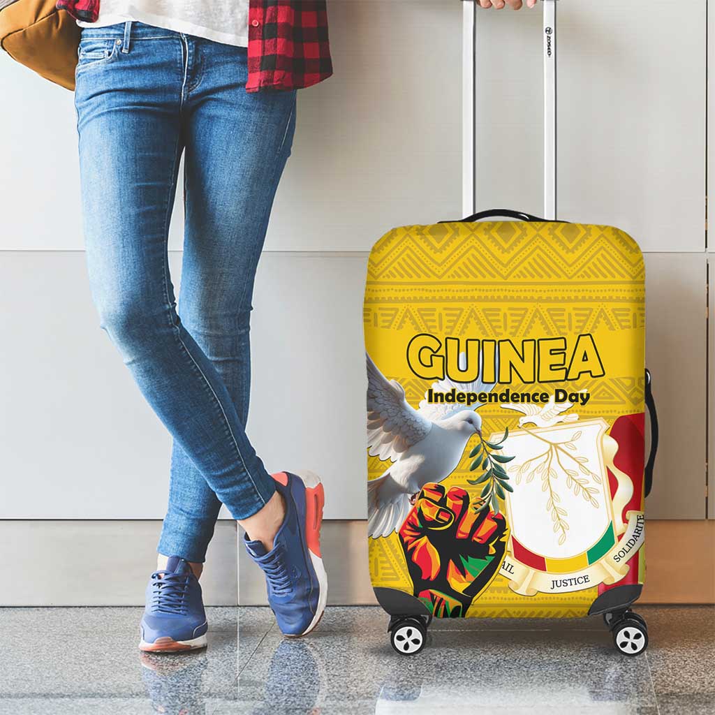 Guinea Independence Day Luggage Cover Coat Of Arms With African Pattern LT15