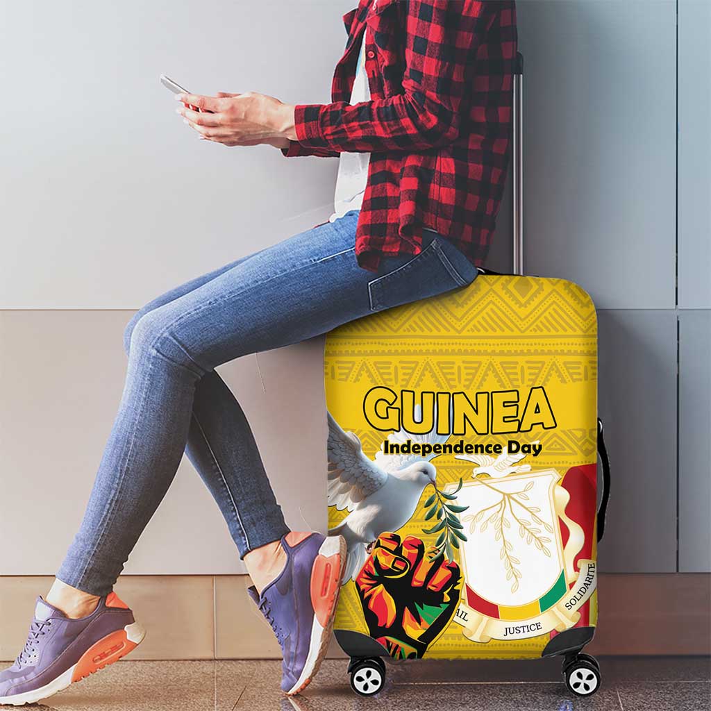 Guinea Independence Day Luggage Cover Coat Of Arms With African Pattern LT15