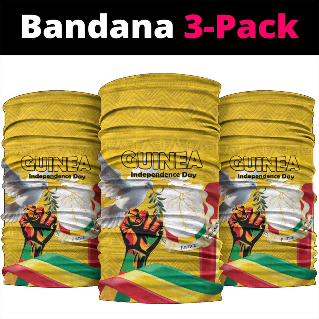 Guinea Independence Day Neck Gaiter Coat Of Arms With African Pattern LT15