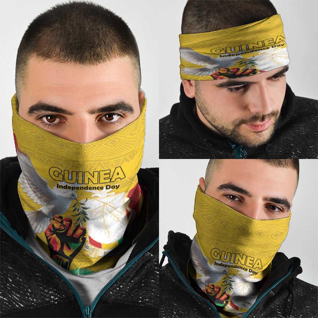 Guinea Independence Day Neck Gaiter Coat Of Arms With African Pattern LT15
