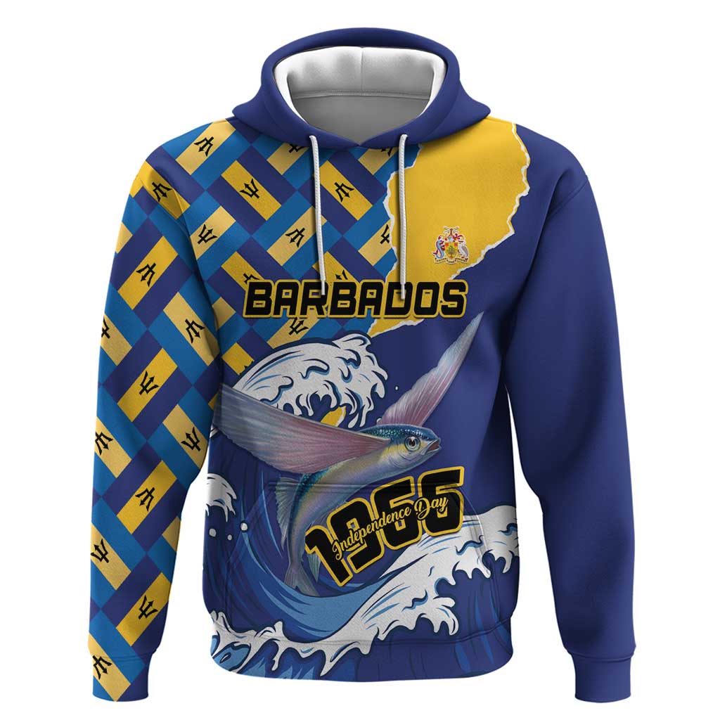 Personalised Barbados Independence Day Hoodie Flying Fish Flag Pattern LT15