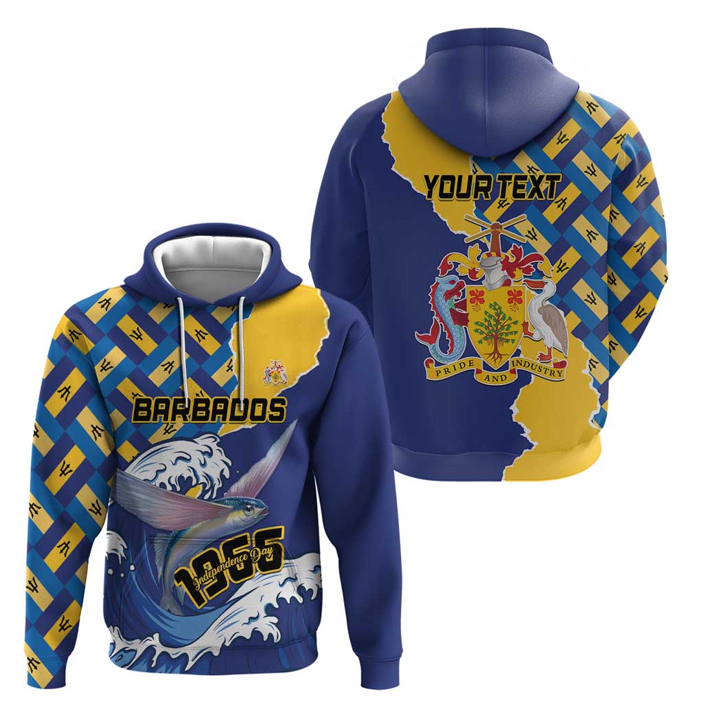 Personalised Barbados Independence Day Hoodie Flying Fish Flag Pattern LT15