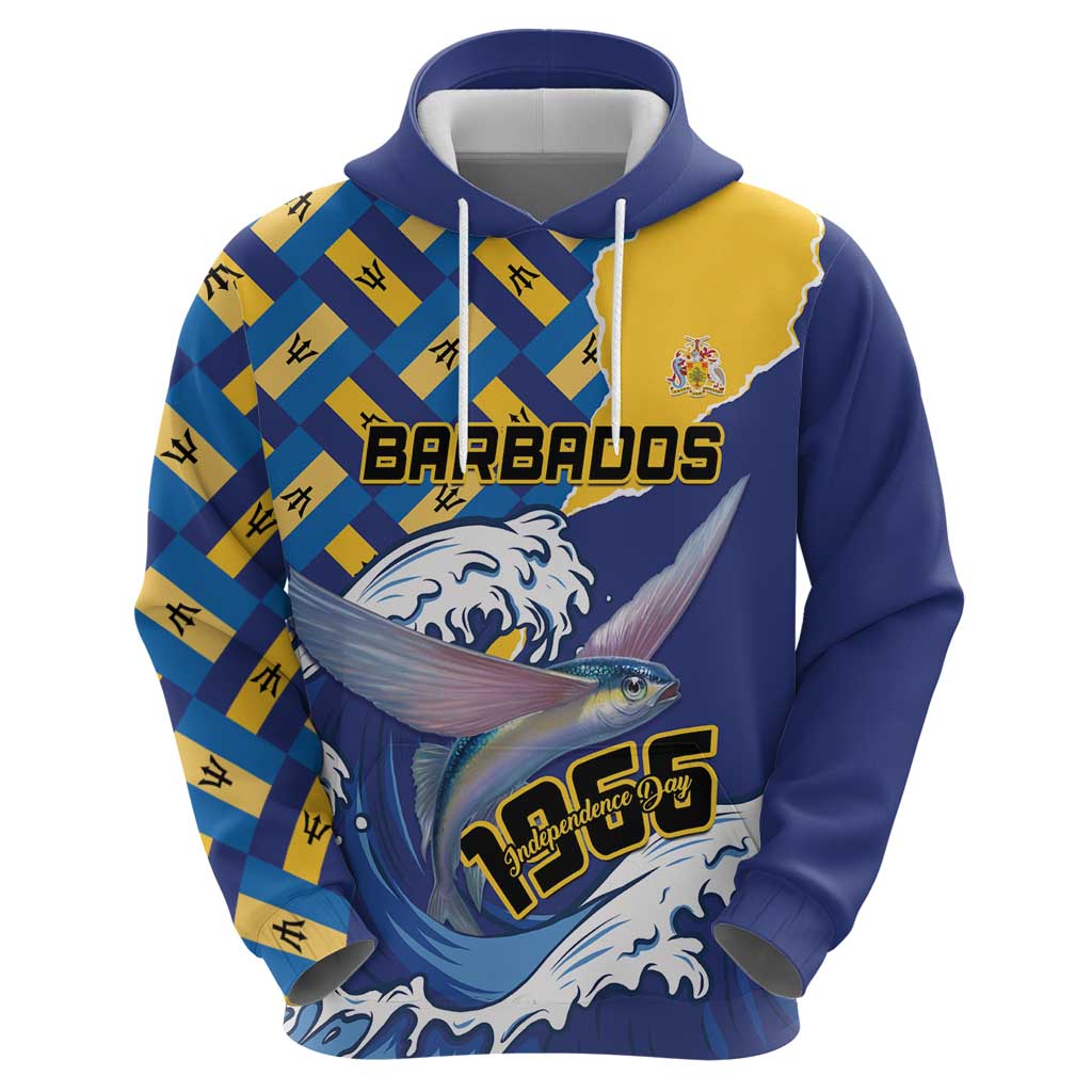 Personalised Barbados Independence Day Hoodie Flying Fish Flag Pattern LT15