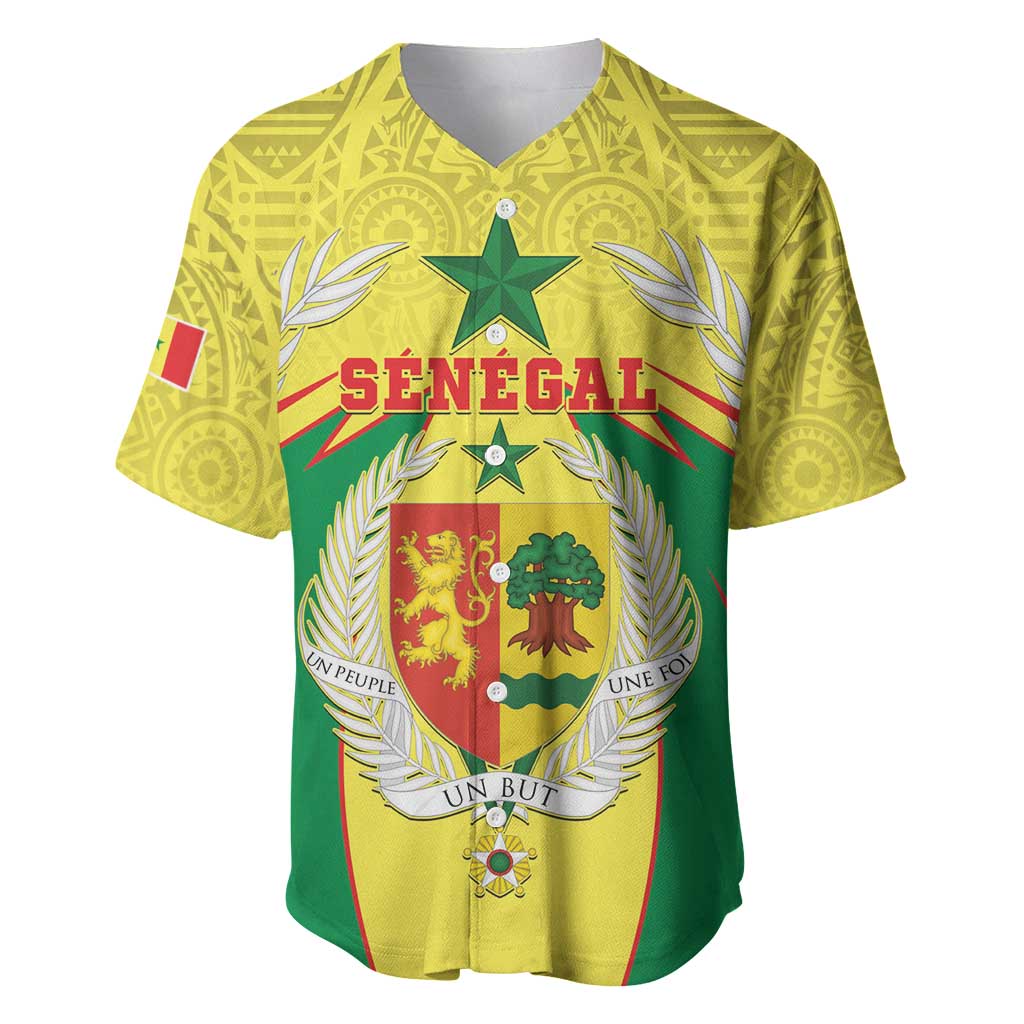 Personalised Afro Senegal Baseball Jersey Coat Of Arms Mix African Pattern LT15