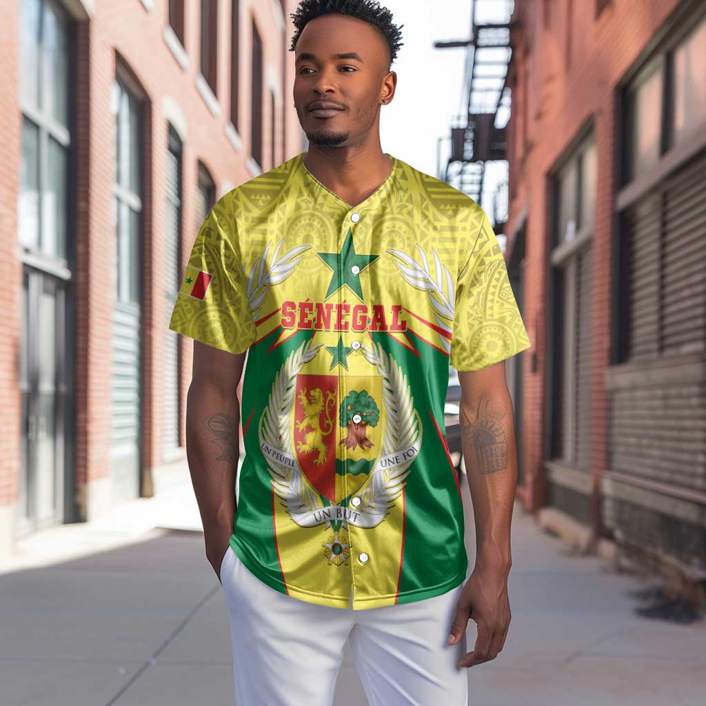 Personalised Afro Senegal Baseball Jersey Coat Of Arms Mix African Pattern LT15