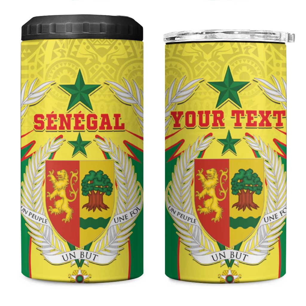 Personalised Afro Senegal 4 in 1 Can Cooler Tumbler Coat Of Arms Mix African Pattern LT15