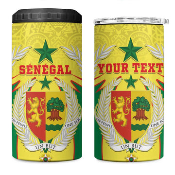 Personalised Afro Senegal 4 in 1 Can Cooler Tumbler Coat Of Arms Mix African Pattern LT15