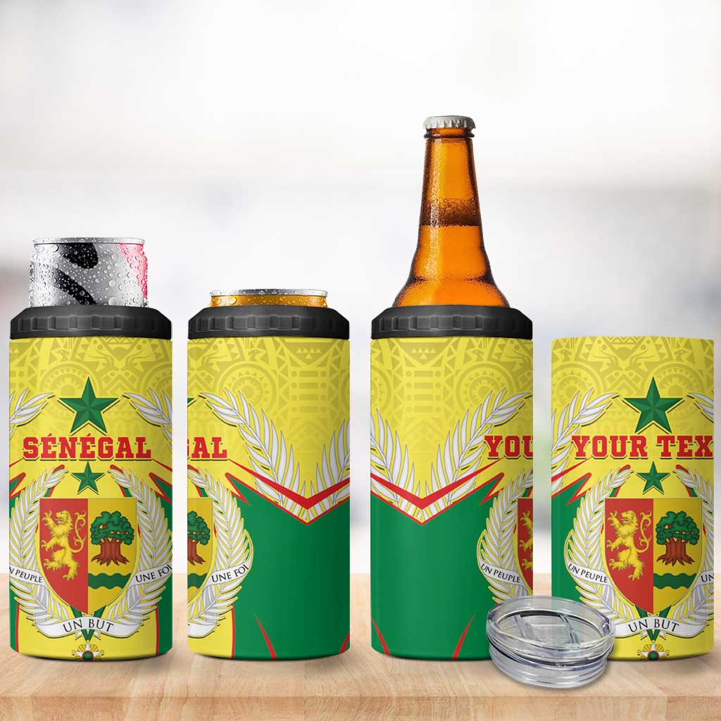 Personalised Afro Senegal 4 in 1 Can Cooler Tumbler Coat Of Arms Mix African Pattern LT15