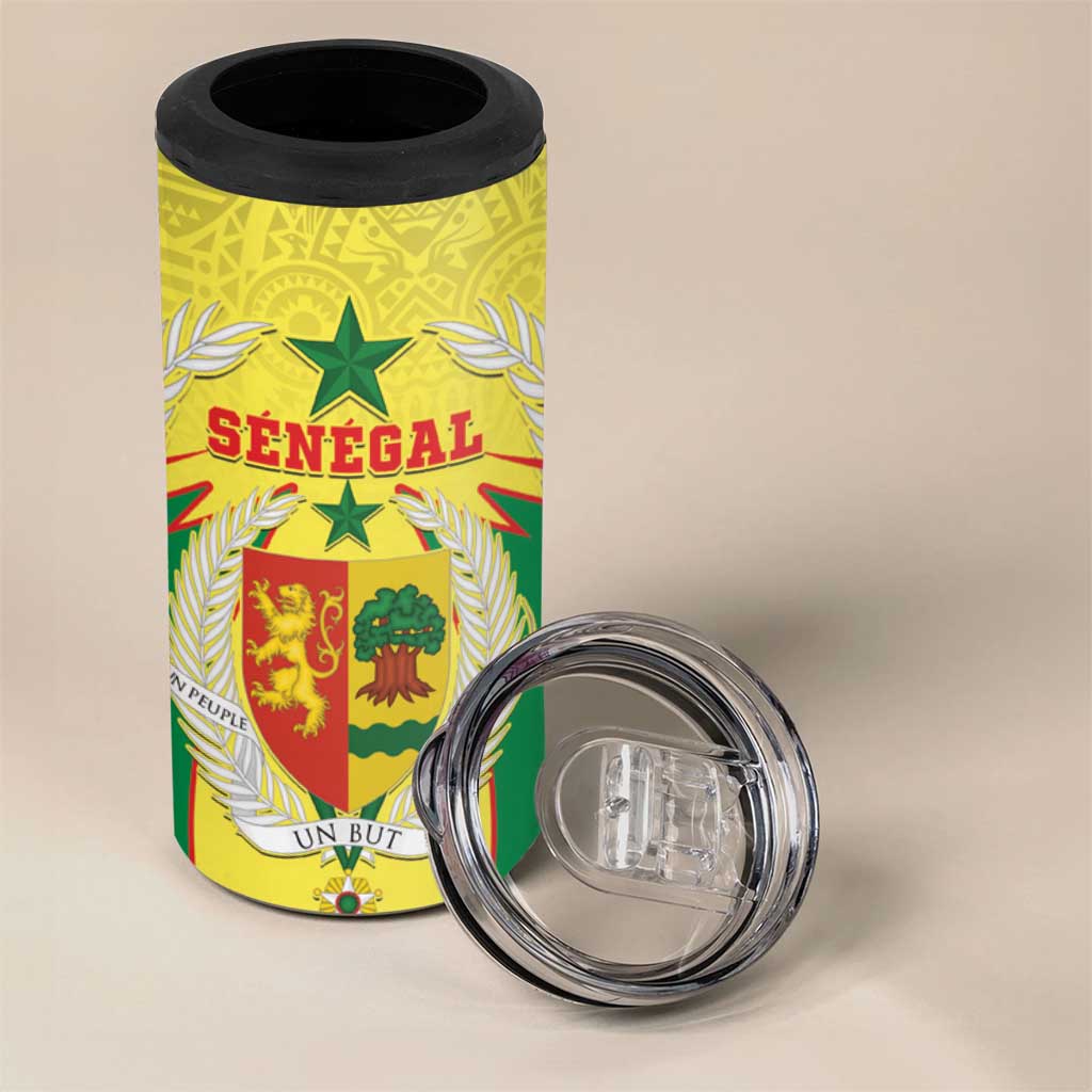 Personalised Afro Senegal 4 in 1 Can Cooler Tumbler Coat Of Arms Mix African Pattern LT15