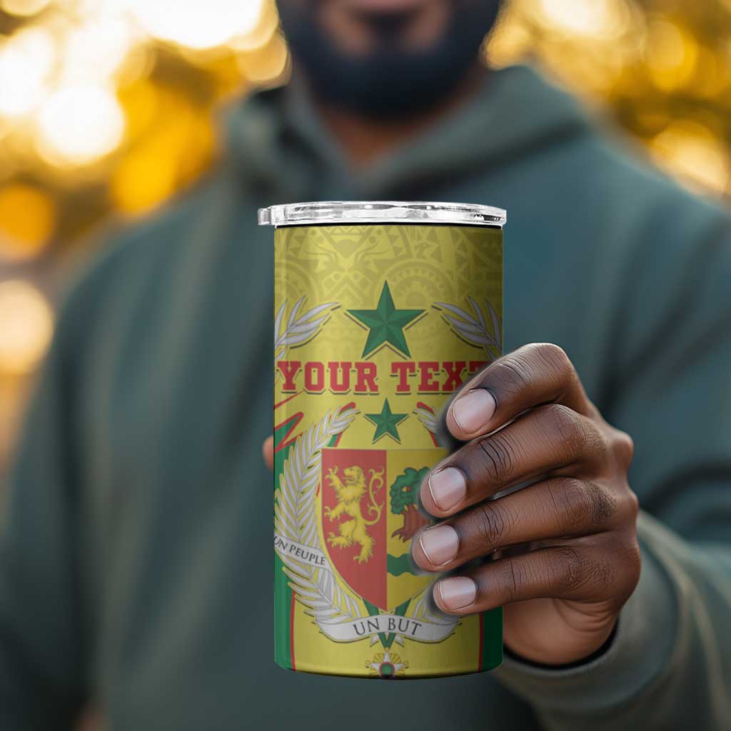 Personalised Afro Senegal 4 in 1 Can Cooler Tumbler Coat Of Arms Mix African Pattern LT15