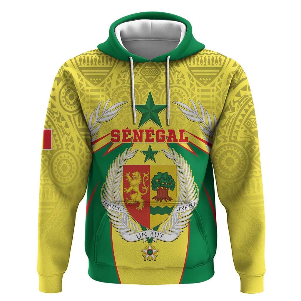 Personalised Senegal Hoodie Coat Of Arms Mix African Pattern LT15