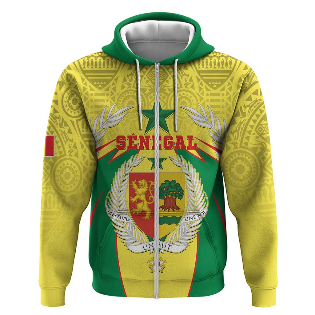 Personalised Senegal Hoodie Coat Of Arms Mix African Pattern LT15