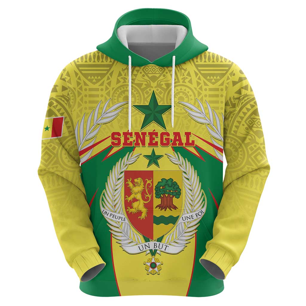 Personalised Senegal Hoodie Coat Of Arms Mix African Pattern LT15