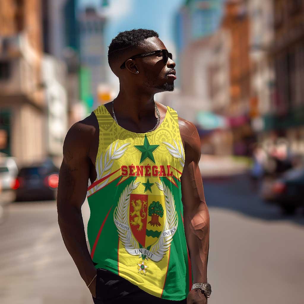 Personalised Afro Senegal Men Tank Top Coat Of Arms Mix African Pattern LT15