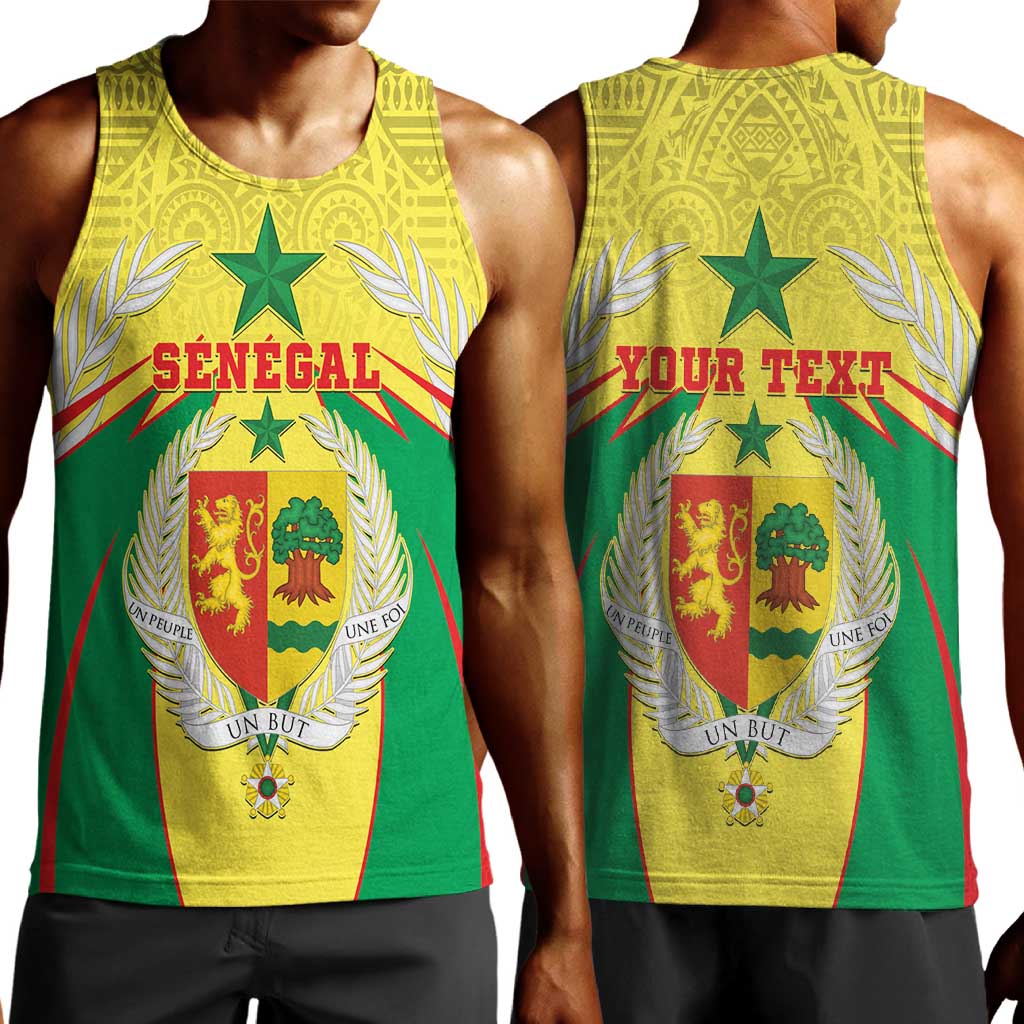 Personalised Afro Senegal Men Tank Top Coat Of Arms Mix African Pattern LT15