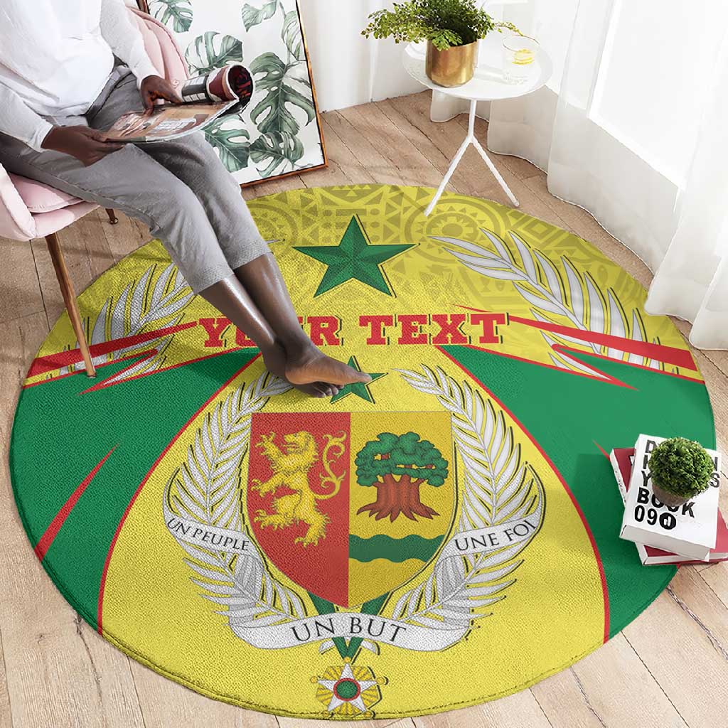 Personalised Afro Senegal Round Carpet Coat Of Arms Mix African Pattern LT15