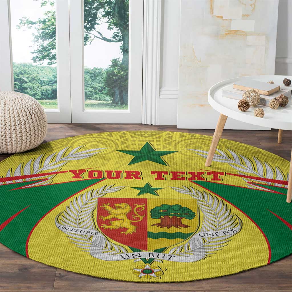Personalised Afro Senegal Round Carpet Coat Of Arms Mix African Pattern LT15