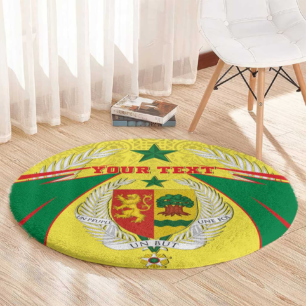 Personalised Afro Senegal Round Carpet Coat Of Arms Mix African Pattern LT15