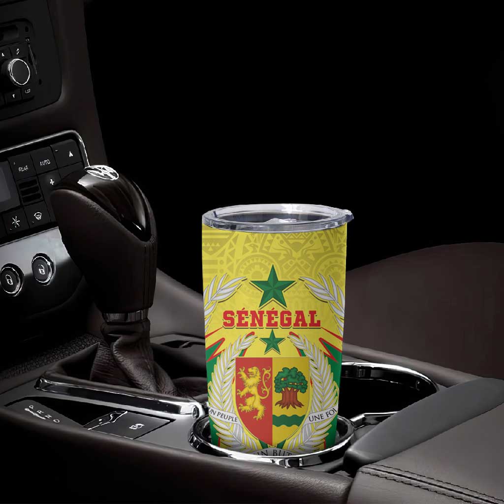 Personalised Afro Senegal Tumbler Cup Coat Of Arms Mix African Pattern LT15