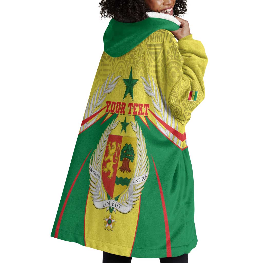 Personalised Afro Senegal Wearable Blanket Hoodie Coat Of Arms Mix African Pattern LT15