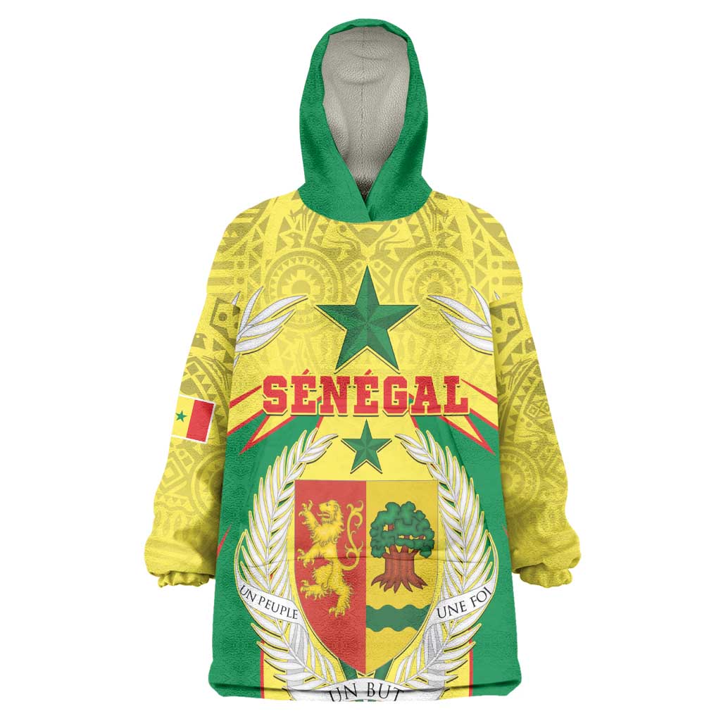 Personalised Afro Senegal Wearable Blanket Hoodie Coat Of Arms Mix African Pattern LT15