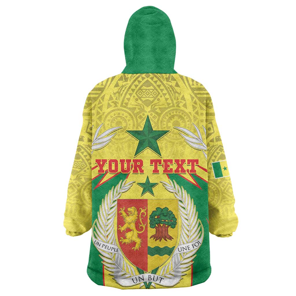 Personalised Afro Senegal Wearable Blanket Hoodie Coat Of Arms Mix African Pattern LT15