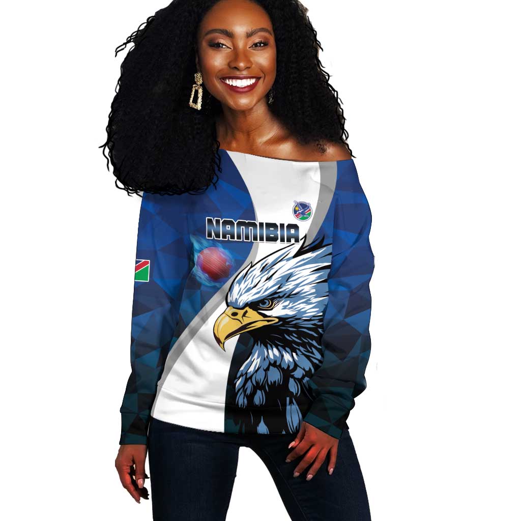 Custom Afro Namibia Cricket Off Shoulder Sweater Go Eagles LT15