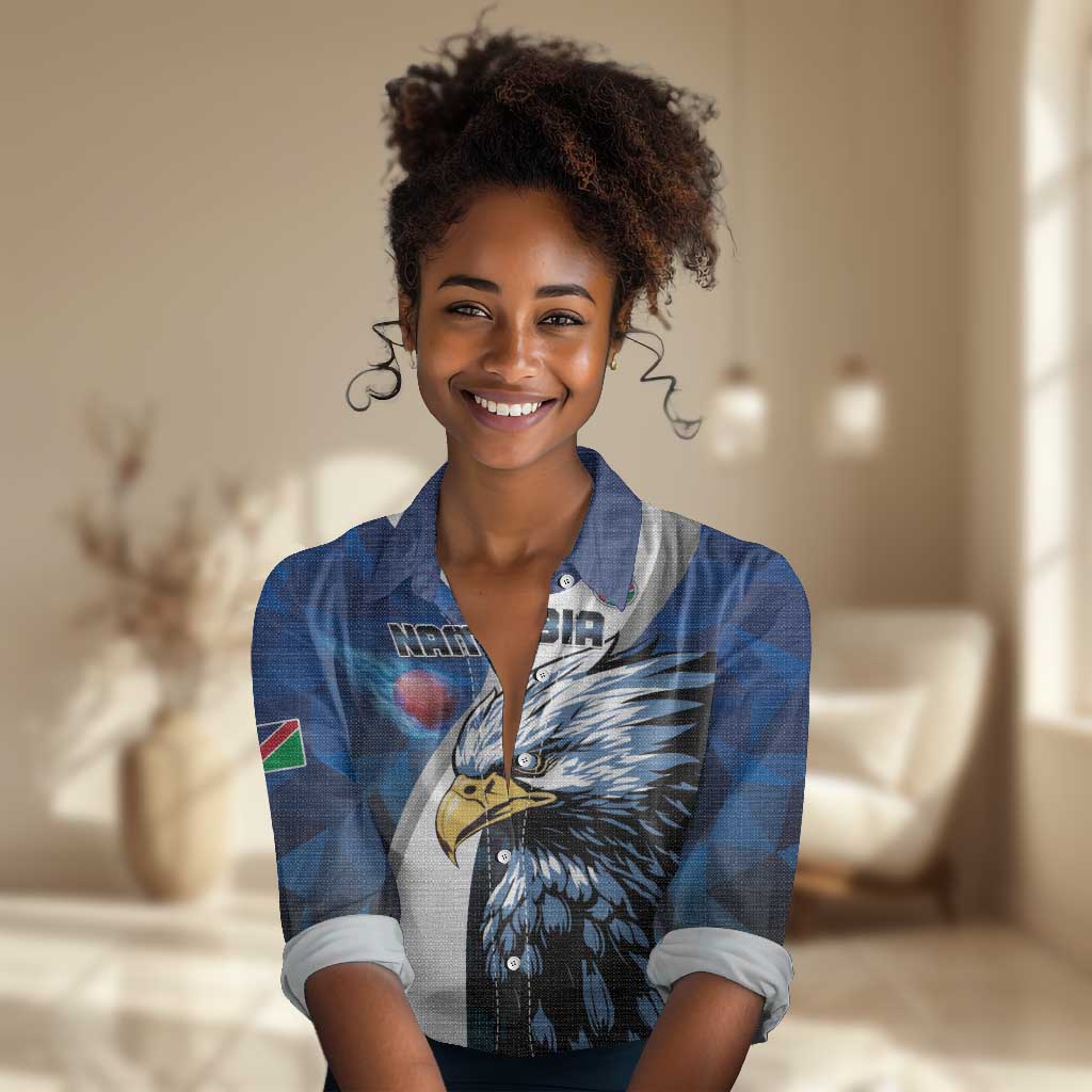 Custom Afro Namibia Cricket Women Casual Shirt Go Eagles LT15
