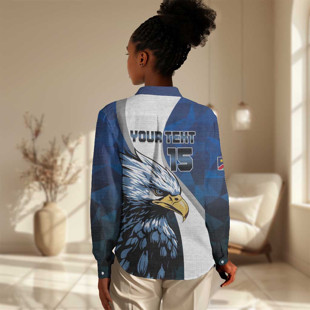 Custom Afro Namibia Cricket Women Casual Shirt Go Eagles LT15