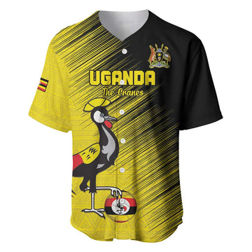 Uganda Football Custom Baseball Jersey African Pattern Mix Grunge Style - Yellow Color LT15