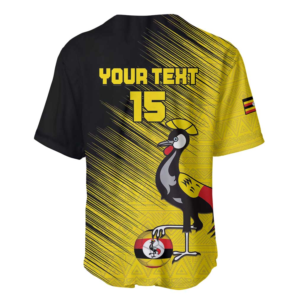 Uganda Football Custom Baseball Jersey African Pattern Mix Grunge Style - Yellow Color LT15
