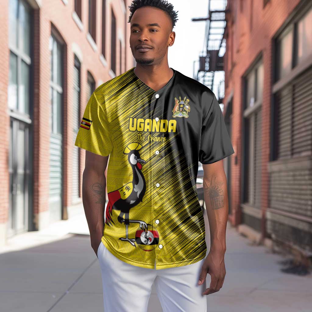 Uganda Football Custom Baseball Jersey African Pattern Mix Grunge Style - Yellow Color LT15