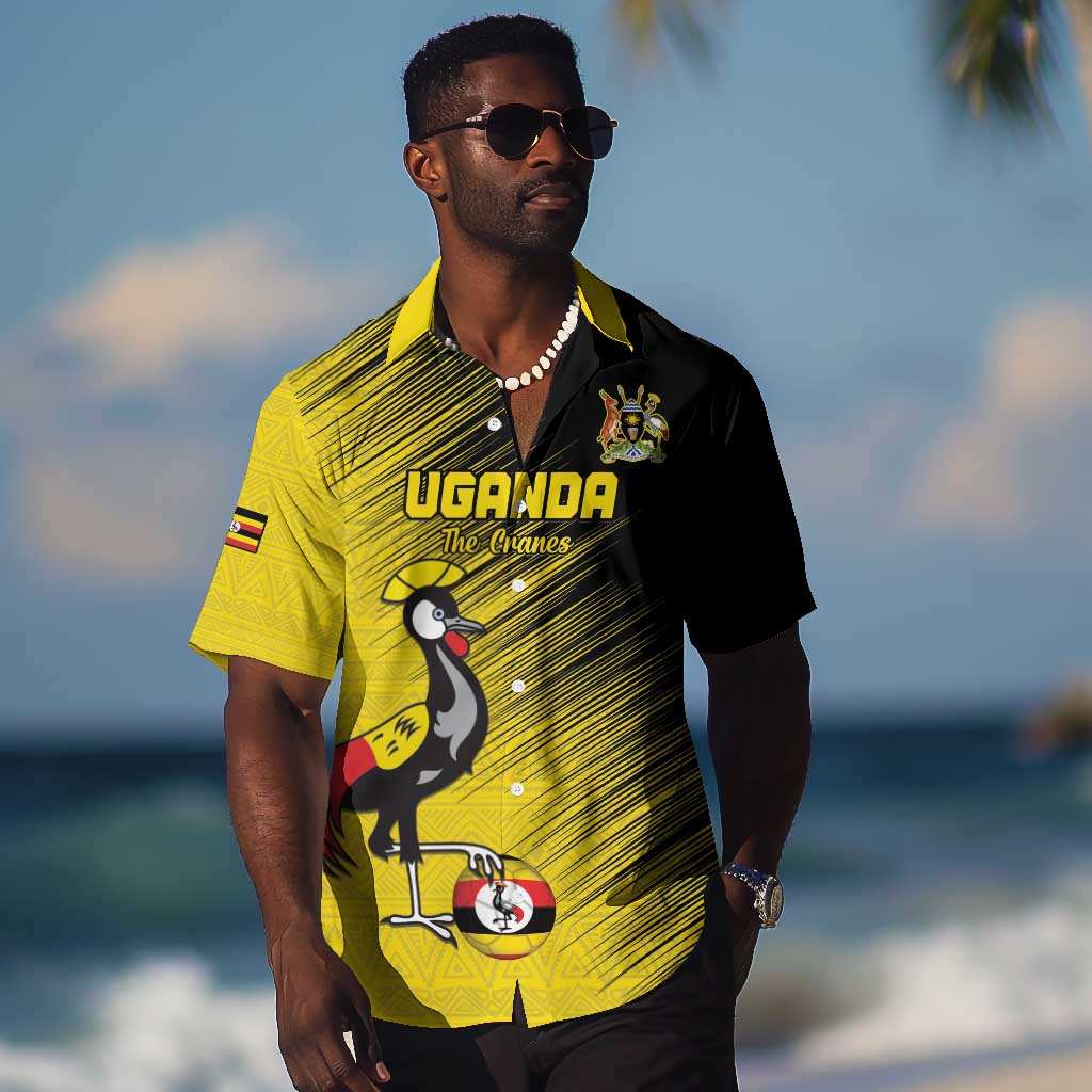 Uganda Football Custom Hawaiian Shirt African Pattern Mix Grunge Style - Yellow Color LT15