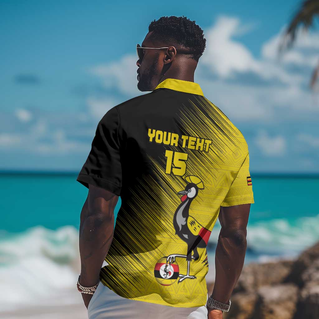 Uganda Football Custom Hawaiian Shirt African Pattern Mix Grunge Style - Yellow Color LT15