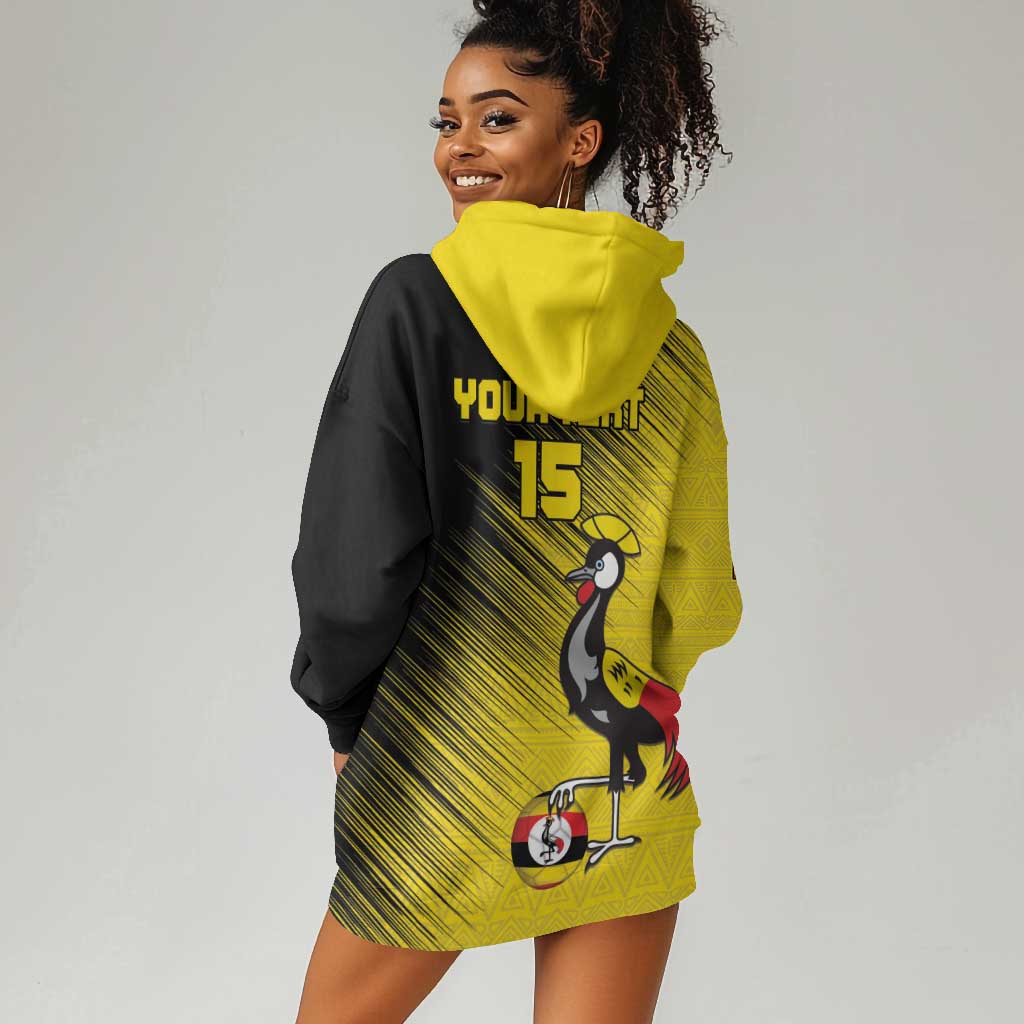 Uganda Football Custom Hoodie Dress African Pattern Mix Grunge Style - Yellow Color LT15