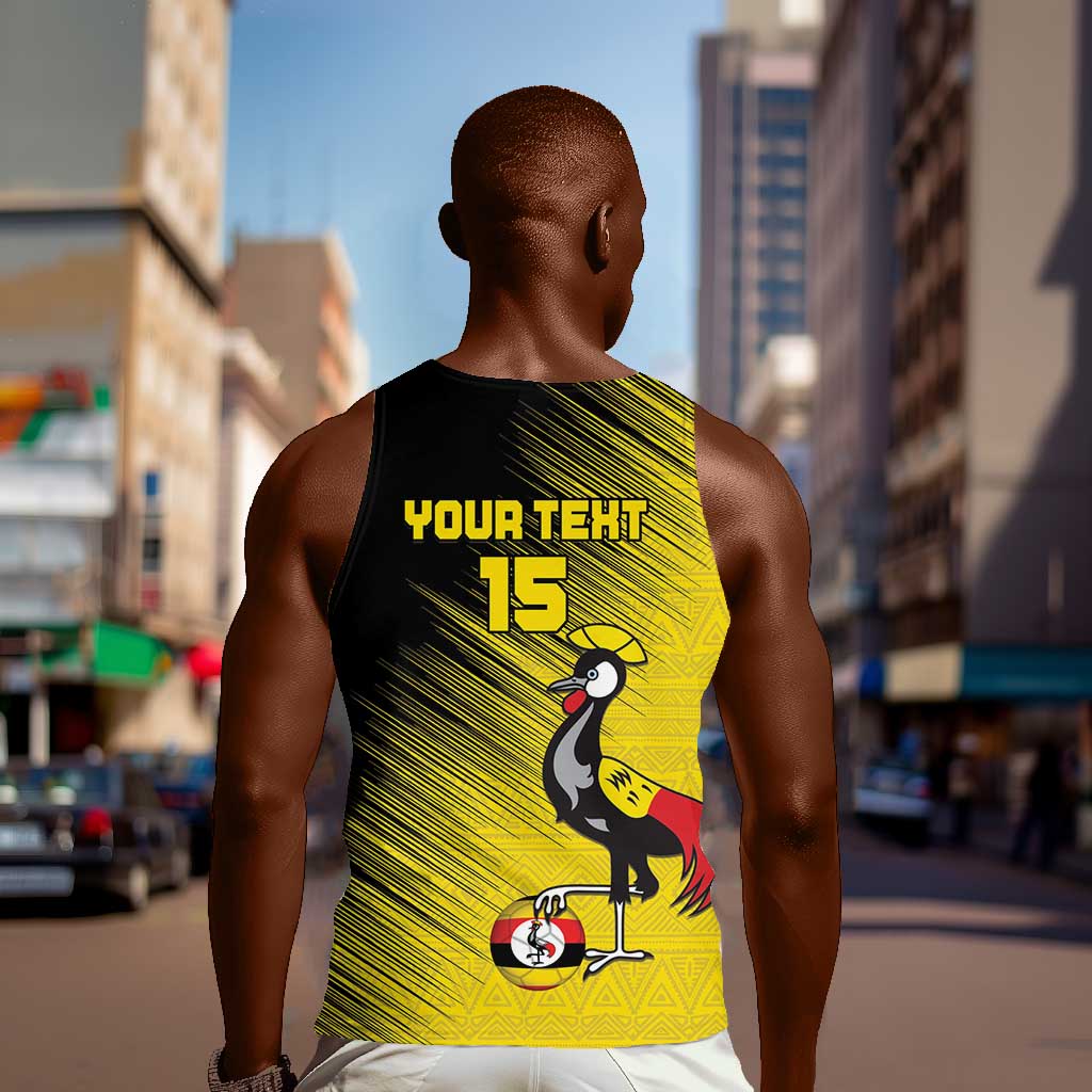 Uganda Football Custom Men Tank Top African Pattern Mix Grunge Style - Yellow Color LT15