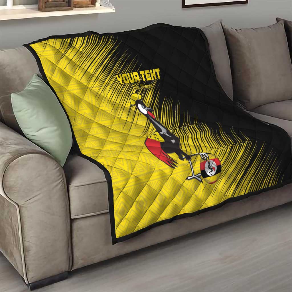 Uganda Football Custom Quilt African Pattern Mix Grunge Style - Yellow Color LT15