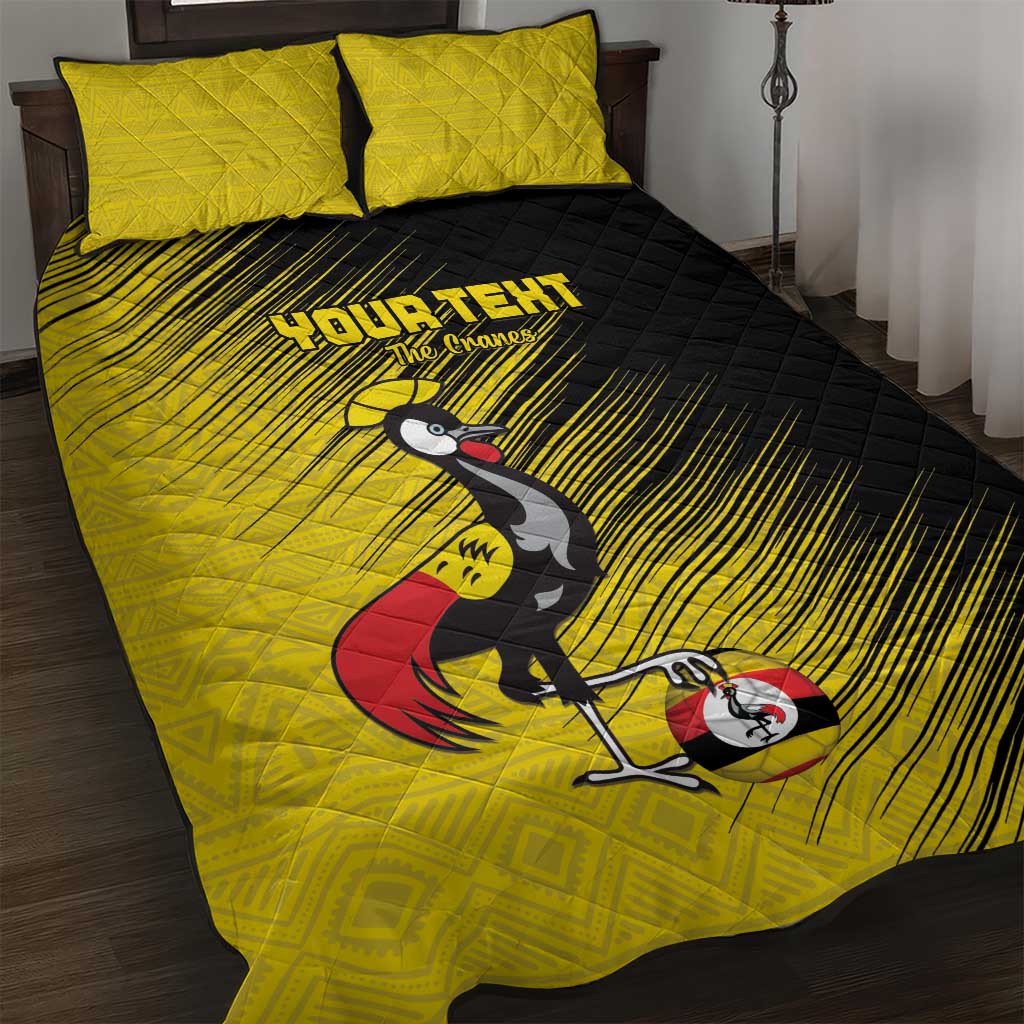 Uganda Football Custom Quilt Bed Set African Pattern Mix Grunge Style - Yellow Color LT15