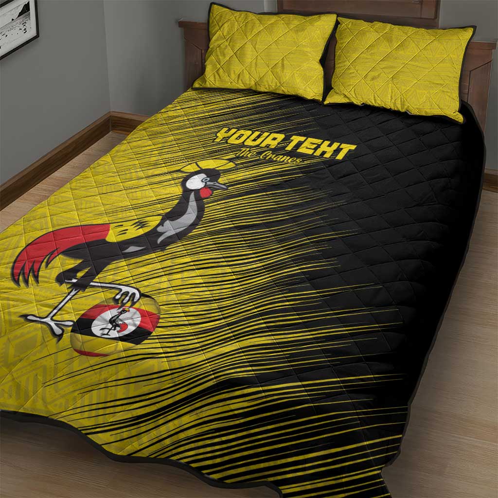 Uganda Football Custom Quilt Bed Set African Pattern Mix Grunge Style - Yellow Color LT15