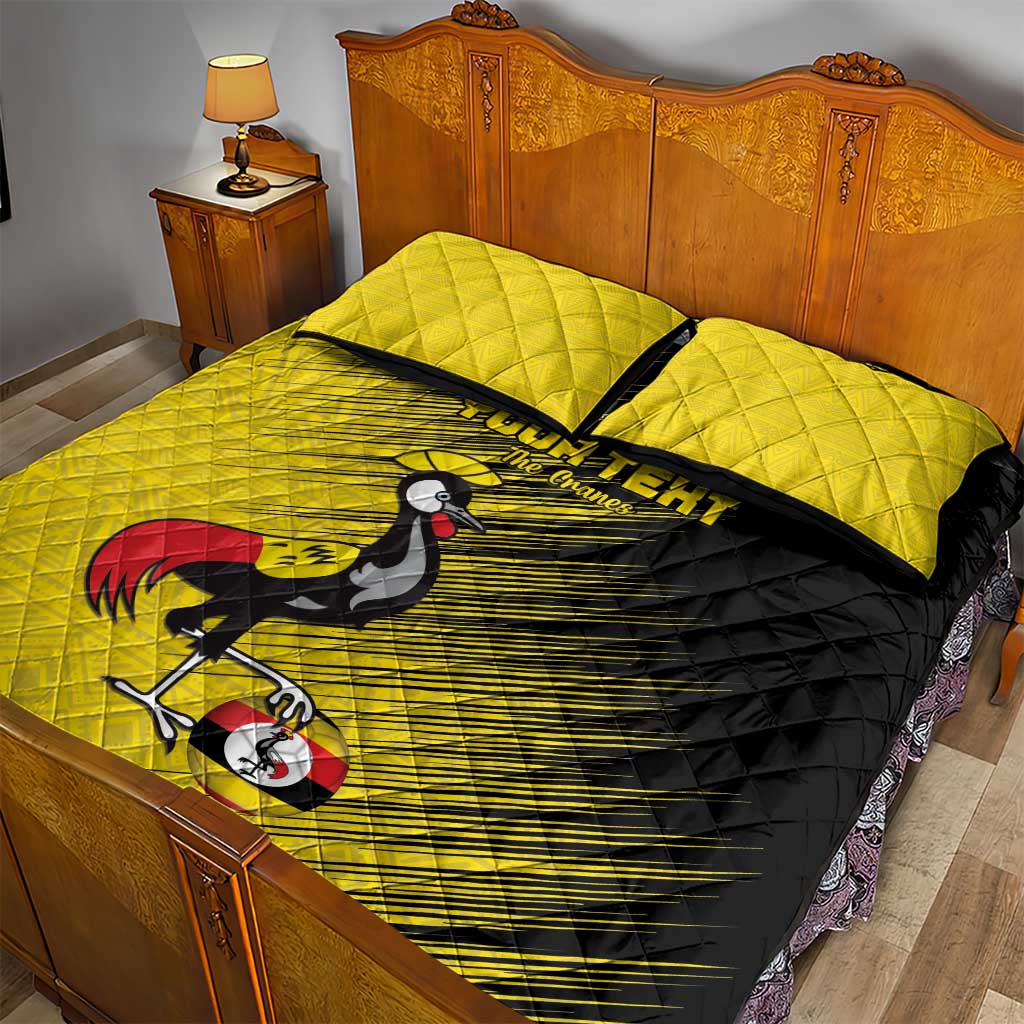 Uganda Football Custom Quilt Bed Set African Pattern Mix Grunge Style - Yellow Color LT15