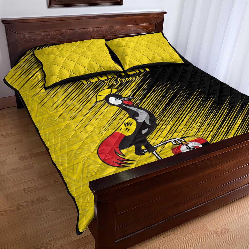 Uganda Football Custom Quilt Bed Set African Pattern Mix Grunge Style - Yellow Color LT15
