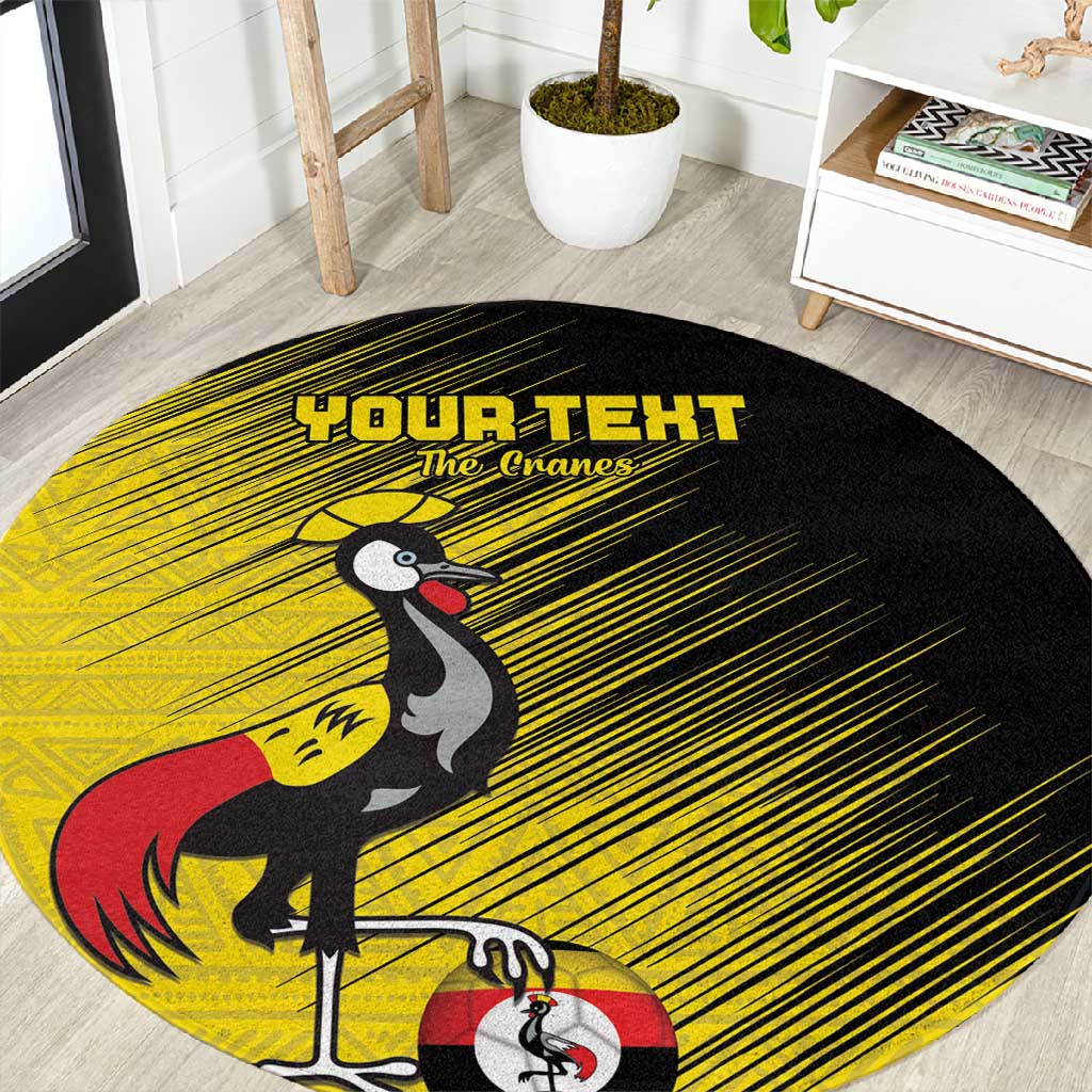 Uganda Football Custom Round Carpet African Pattern Mix Grunge Style - Yellow Color LT15